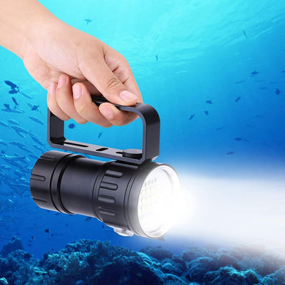 Tauchlicht, IPX8 wasserdicht, 18000 lm, 500 m, helle Perlen, Unterwasser-Taschenlampe, bis 80 m wass