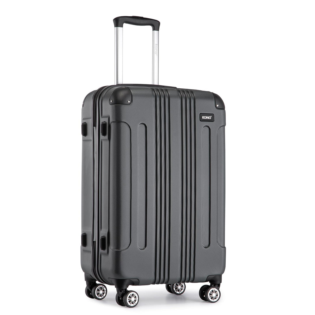 KONO Trolley Handgepäck Koffer 55x35x20cm Rollkoffer Reisekoffer mit 4 Rollen und Schloss (Grau), Gr