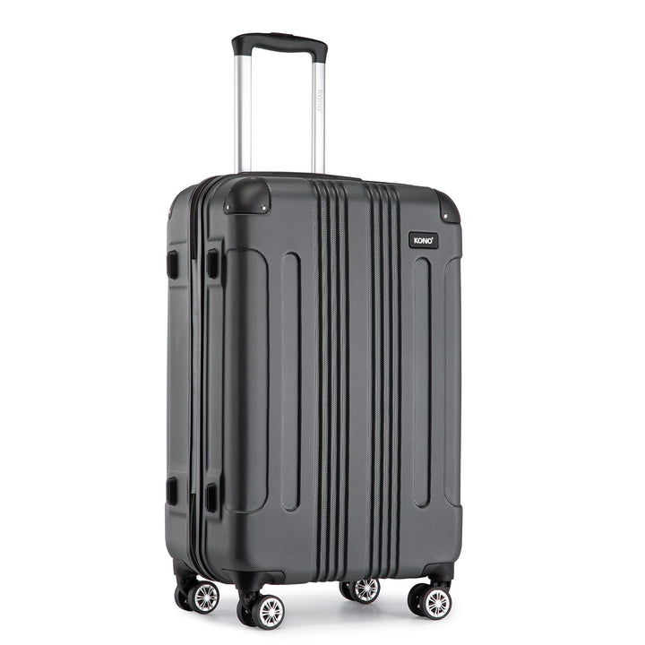KONO Trolley Handgepäck Koffer 55x35x20cm Rollkoffer Reisekoffer mit 4 Rollen und Schloss (Grau), Gr