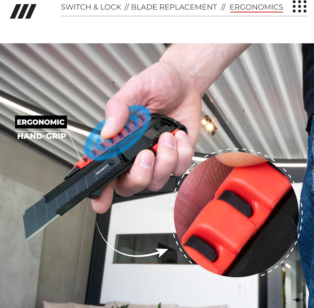 HASKYY Cuttermesser Teppichmesser Universal Professional Set 5x Cutter Messer 18mm mit Extra scharfe