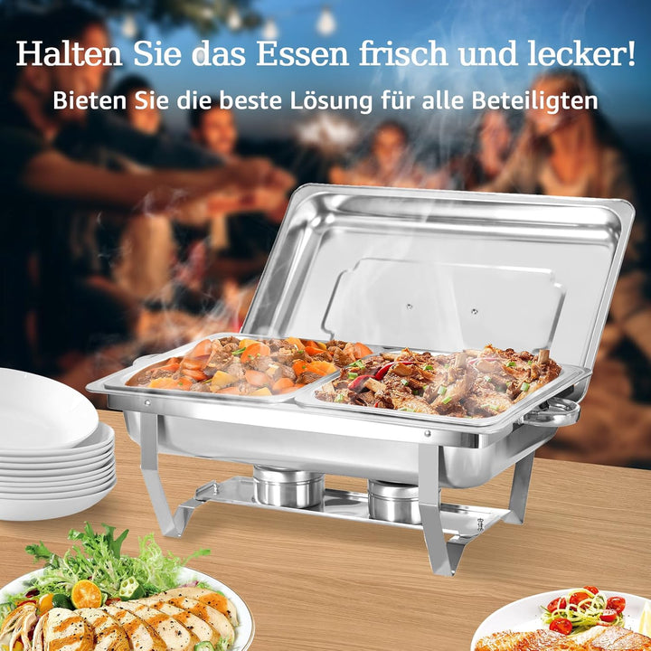 Chafing Dish Profi Set Toulouse, Edelstahl Warmhaltebehälter, Speisewärmer, Rechaud, Chafing Dishes