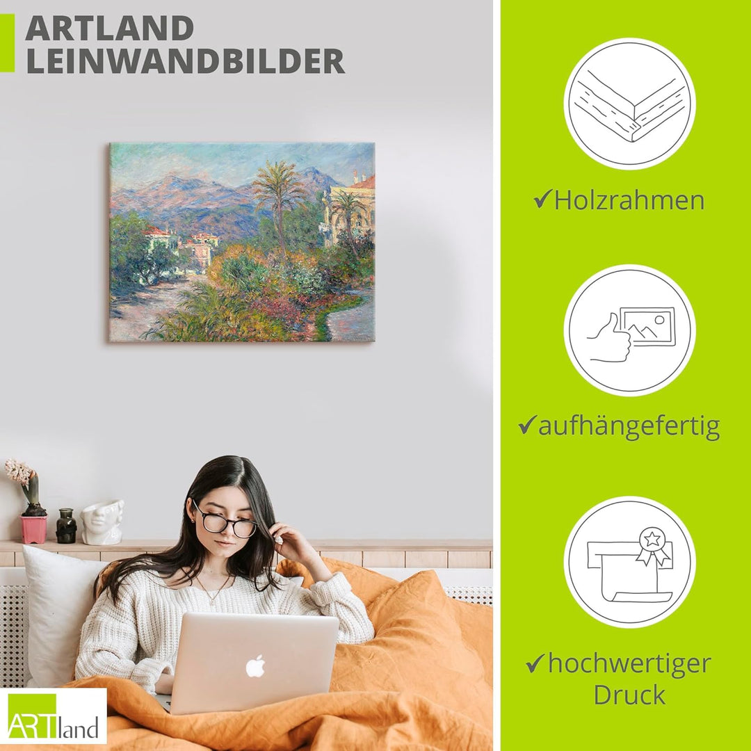 ARTland Leinwandbilder Wandbild Bild auf Leinwand 60x45 cm Wanddeko Landschaften Strasse Pflanzen Pa