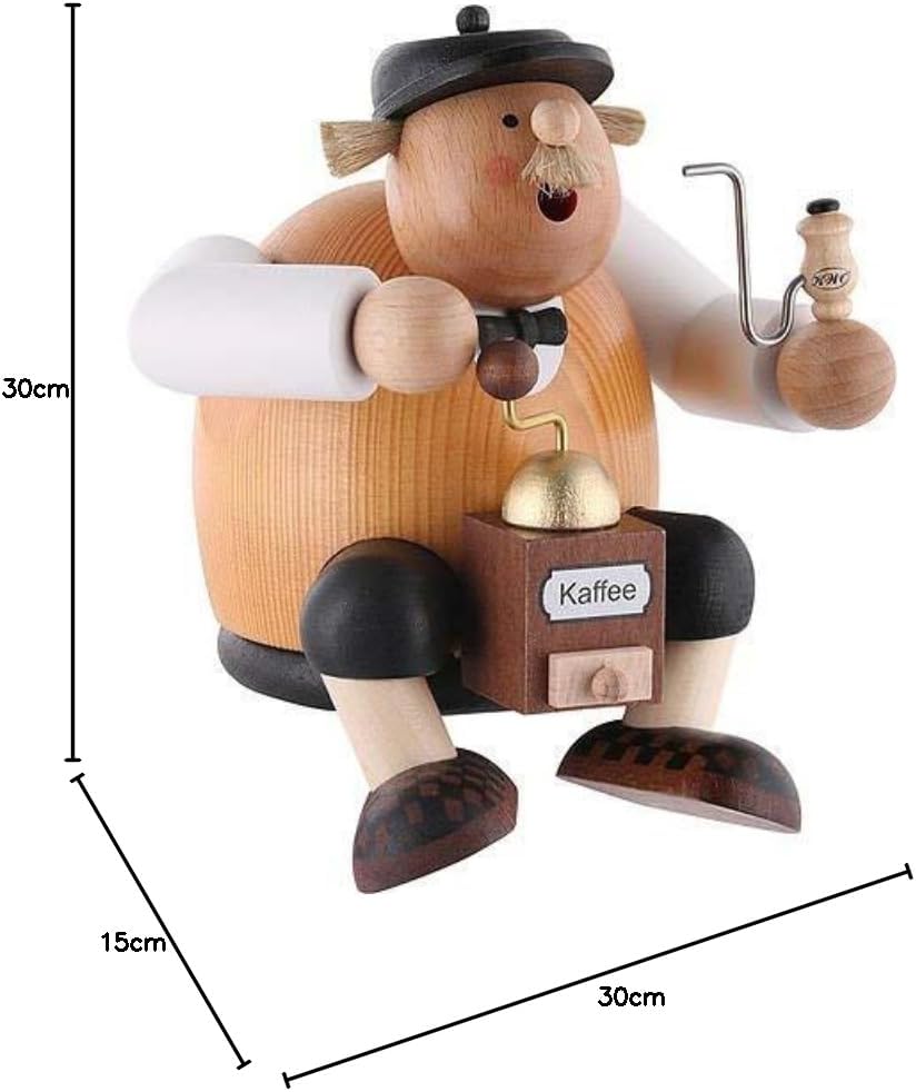 KWO Olbernhau 21591 Räuchermännchen Kantenhocker Kaffeesachse, 15 cm
