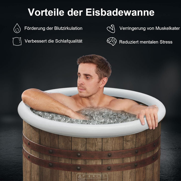 B&Y Faltbare Eisbad Badewanne mit Abdeckung 80x75cm Large Aufblasbare Eistonne Badewanne Erwachsene