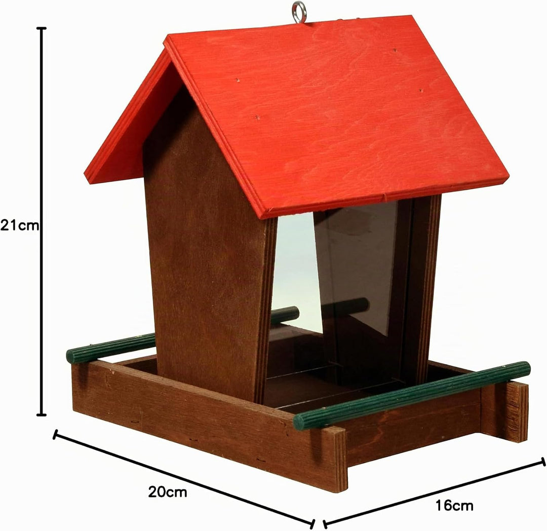 dobar® 91108FSCe Vogelfutterstation Holz hängend - Vogelfutterspender Holz mit Futtersilo - Vogelhau