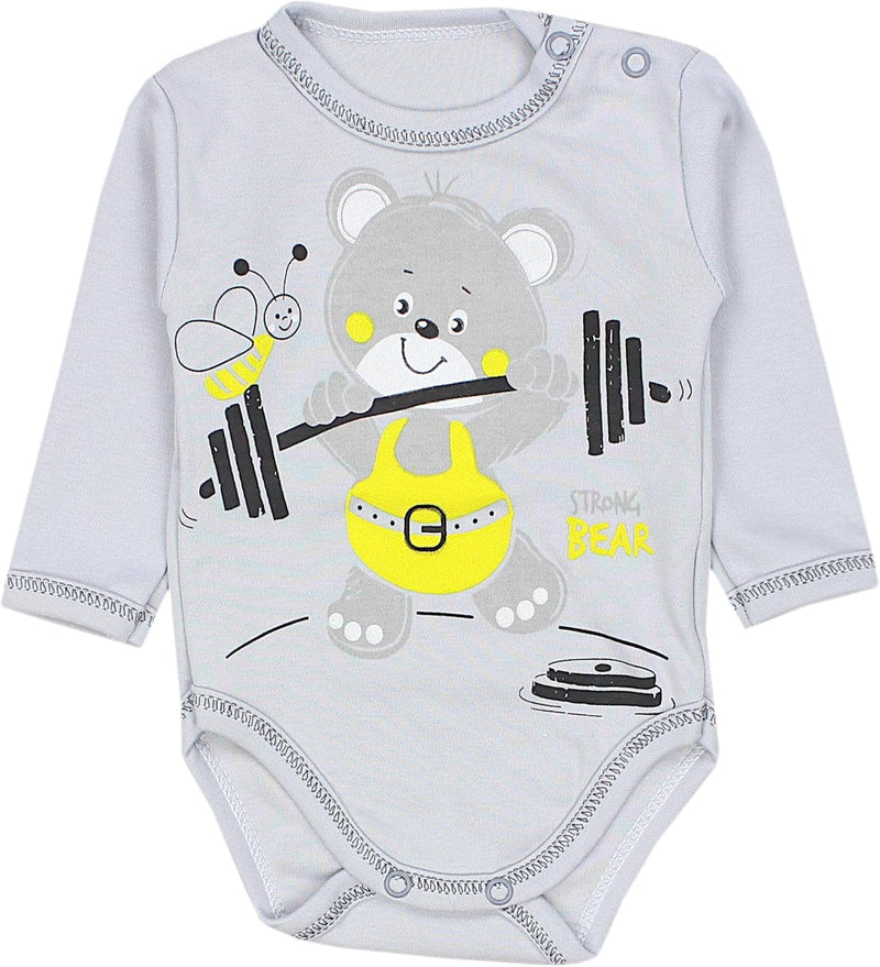 TupTam Unisex Baby Langarm-Body mit Aufdruck 5er Set 62 Mamas Papas Schatz Weiss Bärchen Blau Grün,