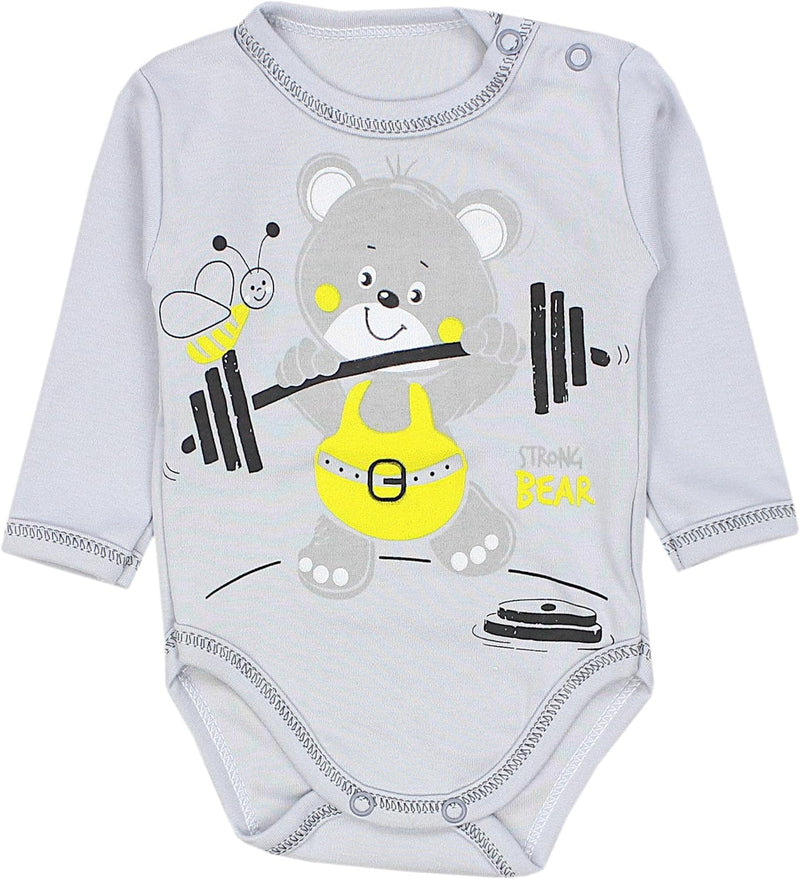 TupTam Unisex Baby Langarm-Body mit Aufdruck 5er Set 56 Mamas Papas Schatz Weiss Bärchen Blau Grün,