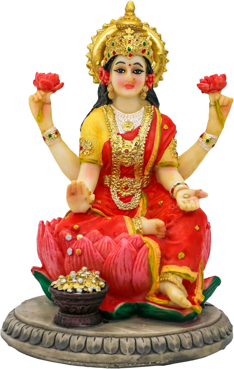 Indische Göttin Lakshmi Statue Figur – 13 cm H Lakshmi Idols Statue Murti Laxmi Staue Home Office Te
