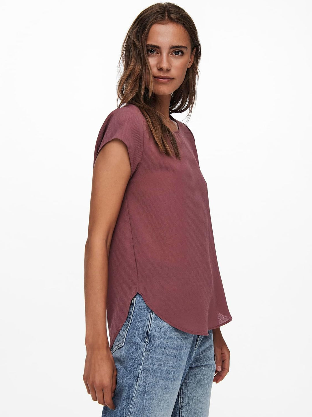ONLY Damen Onlvic S/S Solid AOP Top Ptm T-Shirt, Blusenshirt, Kurzarm 38 2er Pack (Pack A: Rose Brow