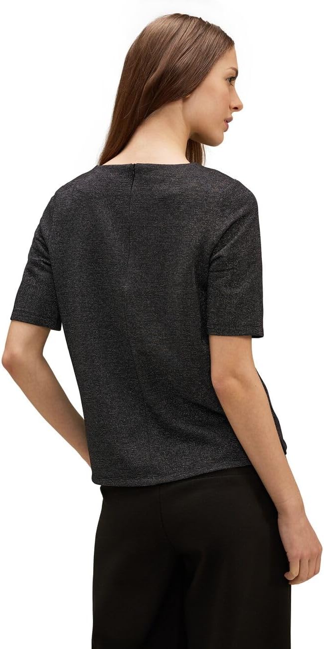 Street One Damen Glitzer Kurzarmshirt 36 Schwarz, 36 Schwarz