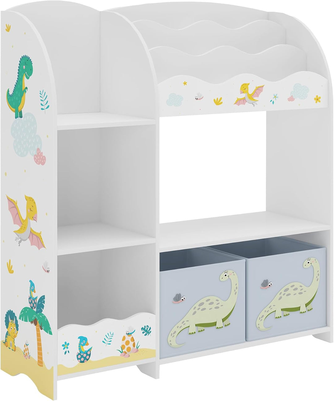 [en.casa] Kinderregal Lysekil Bücherregal für Kinder mit 2 Aufbewahrungsboxen Spielzeugregal 100 x 9