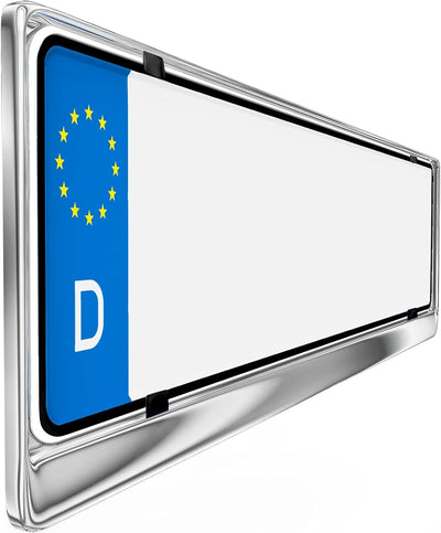 L & P Car Design 2 x Kennzeichenhalter in Edelstahl poliert - 100% Edelstahl -auch passend für gebog