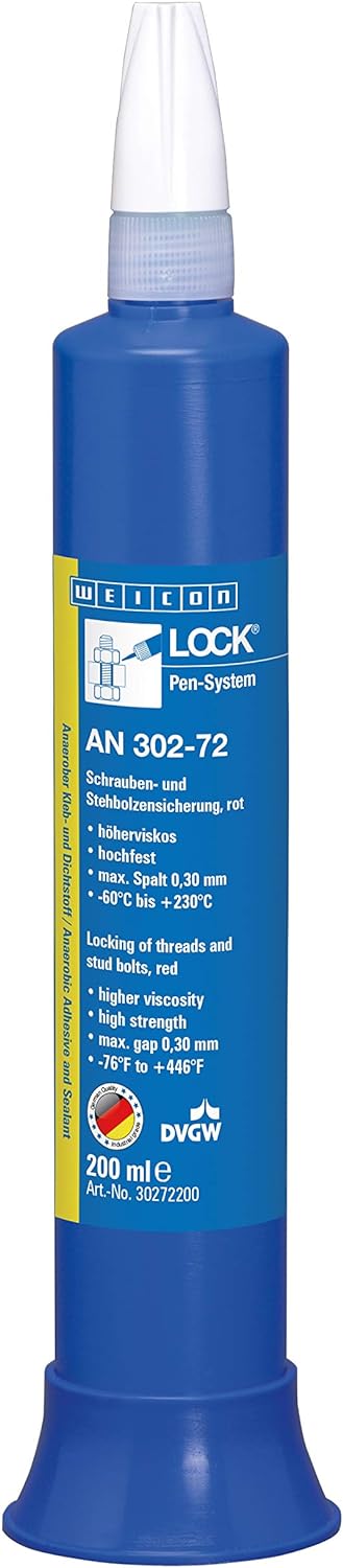 WEICONLOCK AN 302-72 200 ml Schrauben-& Stehbolzensicherung | Hohe Temperaturen, rot, 200 ml