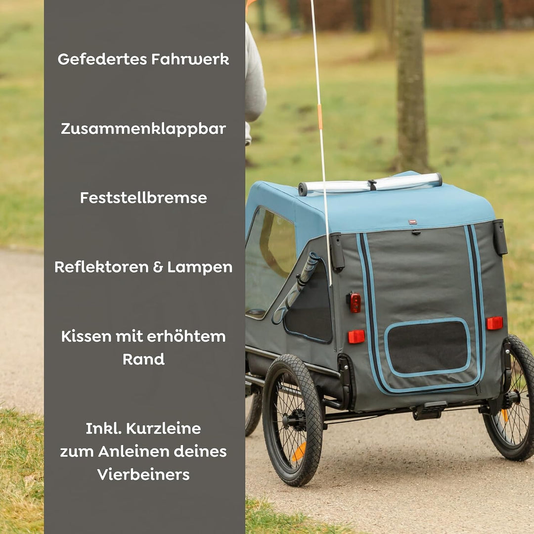 TRIXIE Hunde Fahrradanhänger - blau/grau, L