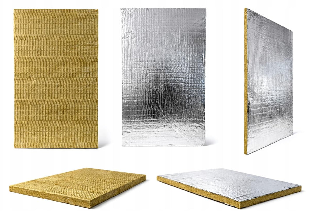 Kamin-Dämmplatten, Steinwolle mit Alufolie, 30 mm, 10 Stück, Rockwool-Wolle
