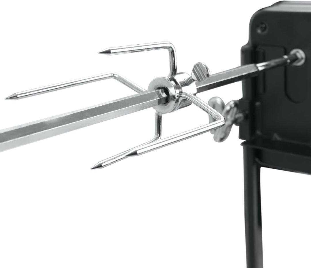BBQ-Toro Grillspiess Set für Camping Ausflug, Lagerfeuer und mehr, 90 cm, 2 Fleischnadeln, Motor (mi