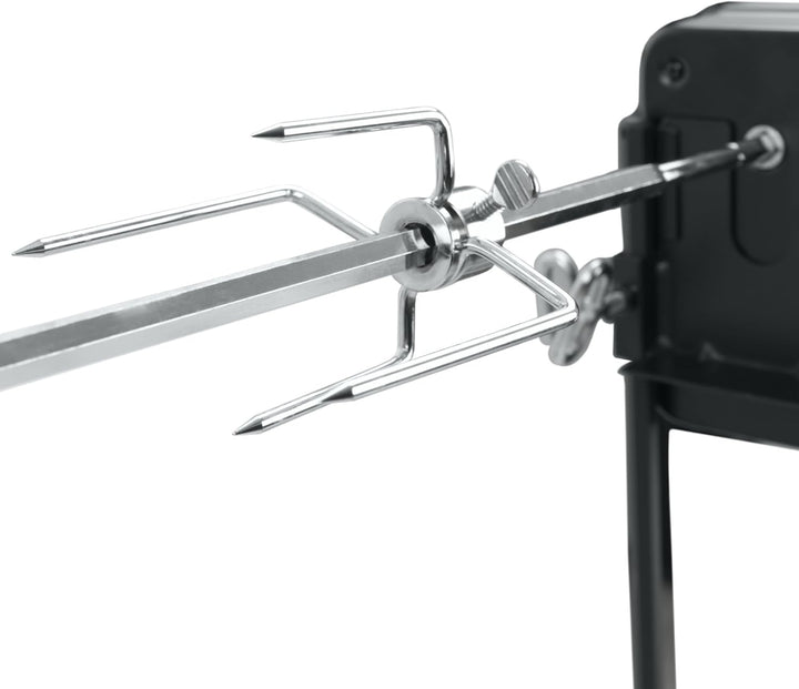 BBQ-Toro Grillspiess Set für Camping Ausflug, Lagerfeuer und mehr, 90 cm, 2 Fleischnadeln, Motor (mi