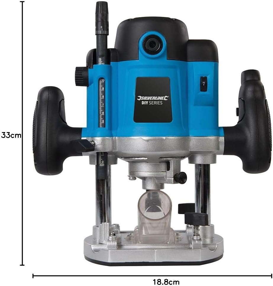 Silverline 264895 Heimwerker-Oberfräse, 1500 W, 1/2 Zoll 1 Einheitsgrösse, 1 Einheitsgrösse