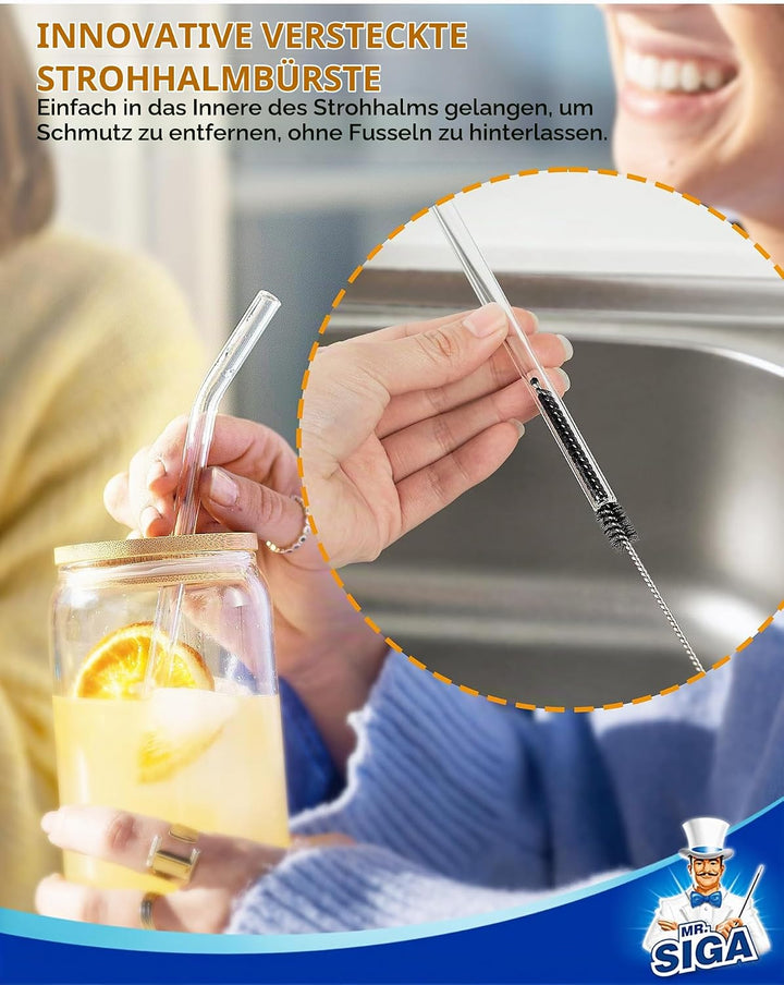 MR.SIGA Wasserflaschenbürste und Strohhalmreinigungsbürste, Flaschenreinigungsbürste mit langem Stie