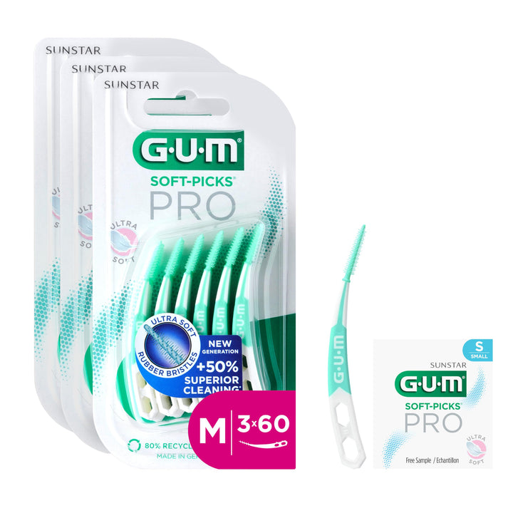 GUM SOFT-PICKS PRO Interdentalreiniger | gebogene Form für leichten Zugang zu schwer zugänglichen St