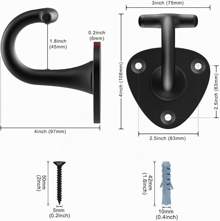 BeneLabel Hundeleinenhalter Wand, Hundeleine Wandhaken Haustierleinen Wandbefestigung Schwarz Hundel