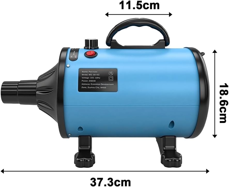 Hundefön Blower Einstellbare Geschwindigkeit 3200W Motor mit 4 verschiedenen Düsen und Schlauch Prof