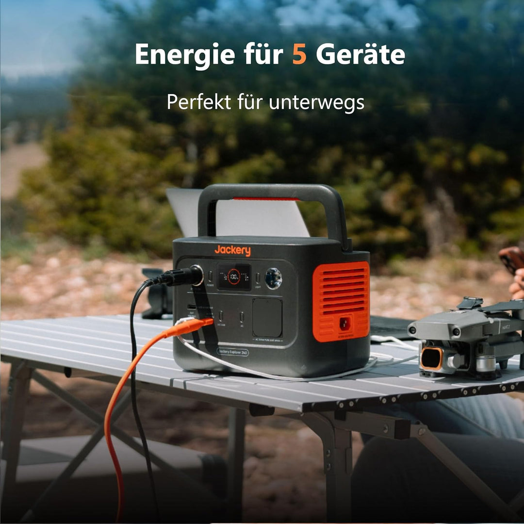 Explorer 240 v2 Tragbare Powerstation, mit Jackery DC8020 zu USB-C-Adapter, 256Wh LiFePO4 Solargener