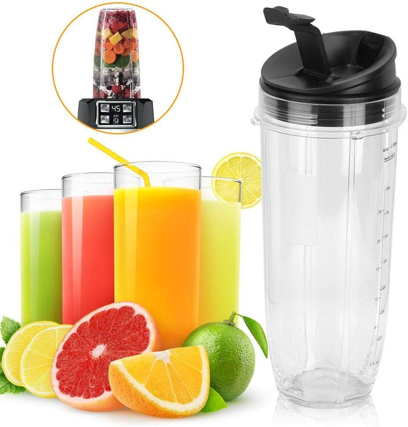 NINJA 18oz, 24oz, 32oz Ersatzteile, Ersatzbecher + Deckelteilset für NINJA 900W 1000W Mixer MEHRWEG