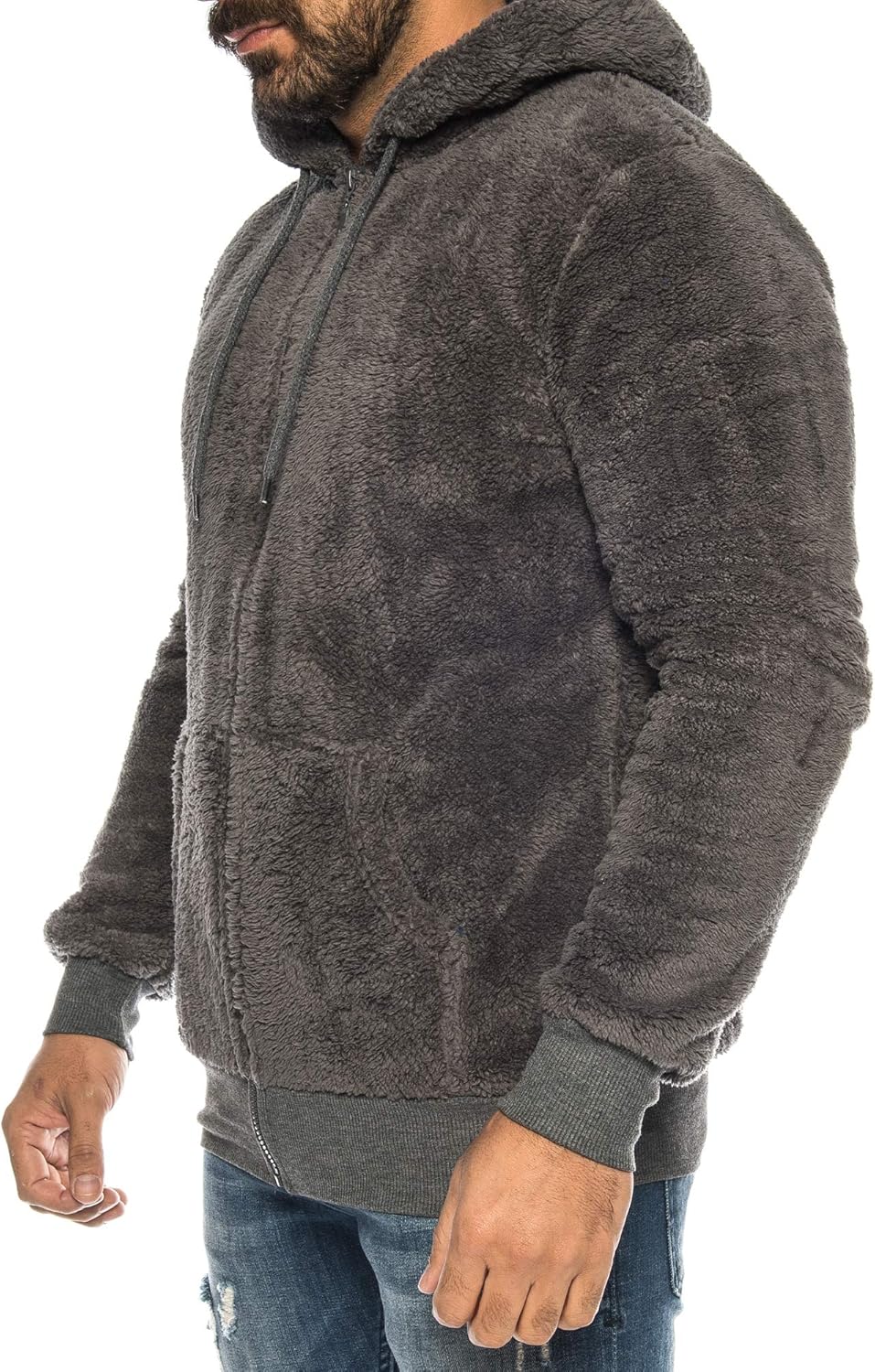 Raff &Taff Herren Kapuzenjacke Teddy Fleece Plüschjacke mit Kapuze Casuale Zip Hoodie Cardigan mit K
