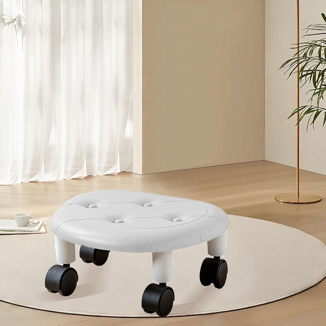 Niedriger Rollhocker, 33,5 x 15 x 26 cm 360° Drehbar Flexible Sitzfläche mit Rollen Rollhocker Stuhl