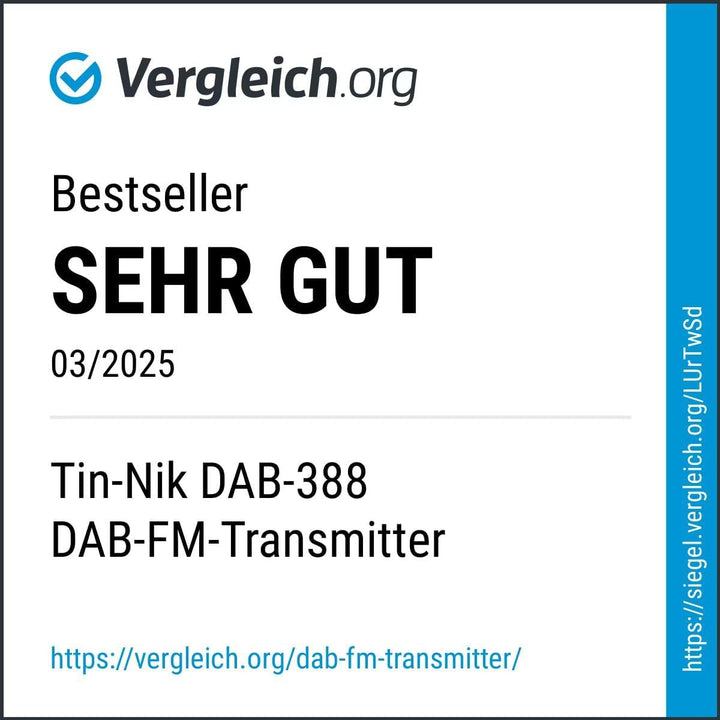 Tin-Nik DAB-388 DAB Adapter für Autoradio, FM-Transmitter für DAB+ Sender und Bluetooth-Verbindung v