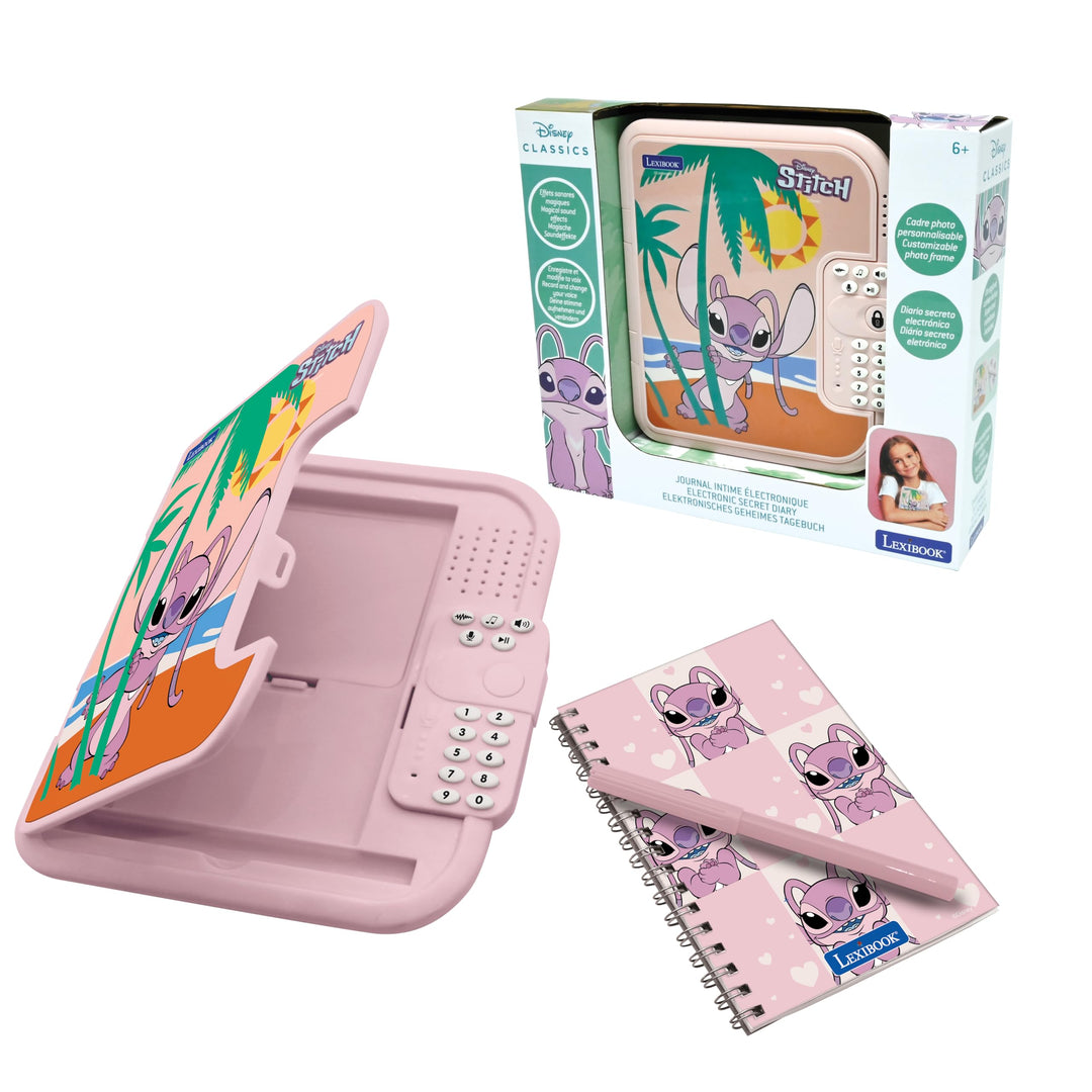 Lexibook, Disney Stitch, elektronisches Tagebuch Angel mit Stift und Notizbuch inklusive, interaktiv