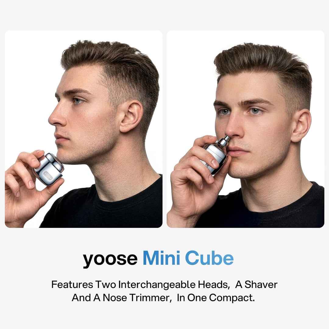 yoose 2-in-1 Nasenhaartrimmer & MINI Rasierer – Ganzkörper-Legierung, Magnetische Wechselköpfe, IPX7