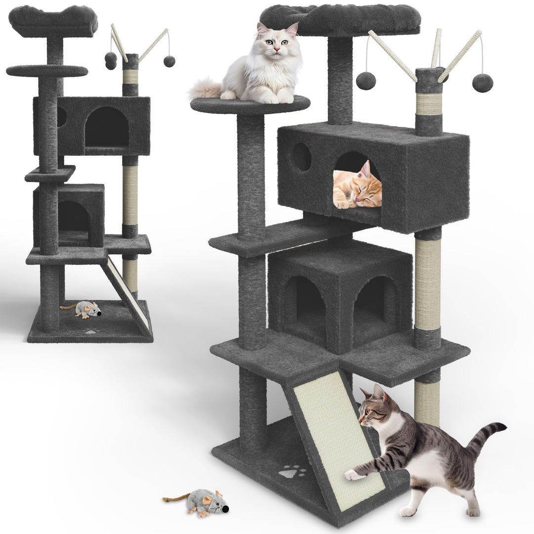 zooprinz Premium Kratzbaum – Grosser XXL Kletterturm für kleine & grosse Katzen - Breiter Kratzbaum