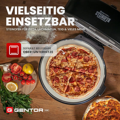 Pizzaofen Pizzamaker Elektrisch mit Pizza-Stein Pro, Leistung 1600 WATT, bis zu 420°C, Steinofen Piz
