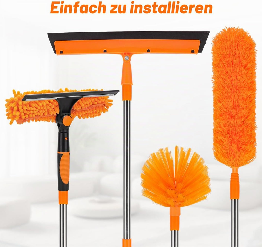 Staubwedel Teleskop mit Staubwedel Lang Ausziehbar mit 1,5~4,9 m, Teleskop-Reinigungsbürste und Mikr