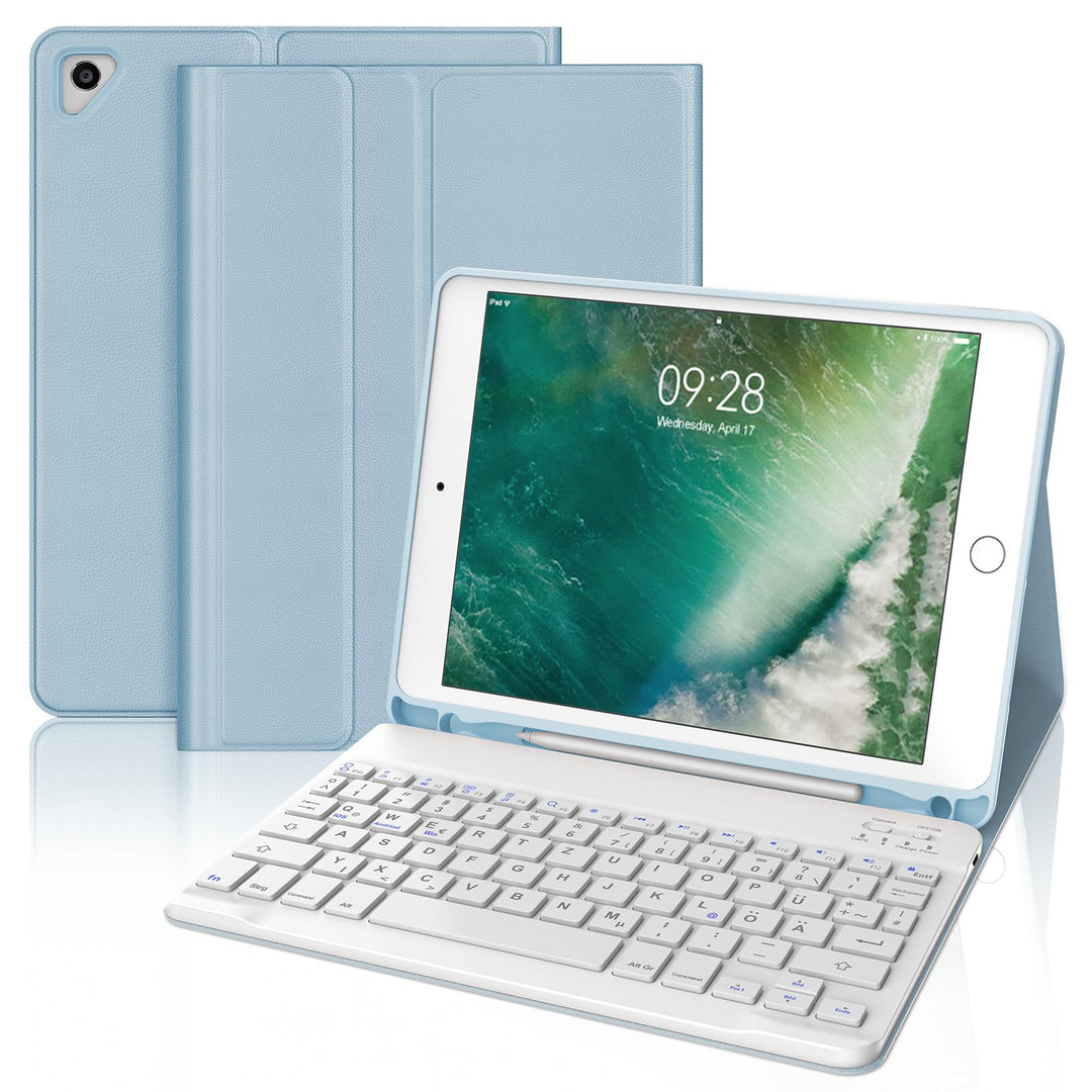 IVEOPPE Tastatur für iPad 6. Generation 9,7 Zoll 2018, Hülle Tastatur für iPad Pro 9.7"/Air 2 & 1, B