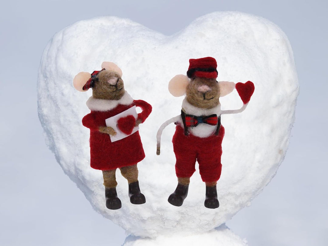 POMMERNTRAUM ® | Weihnachtsdekoration Filzfiguren Dekofiguren verliebte FilzMäuse mit Herz Mäuse Mäu