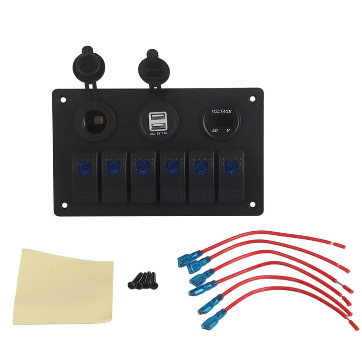 Schalter Panel Rocker Schalttafel Wippschalter Panel Schalter Panel 12V 24V 6 Gang Auto Boot LED Wip