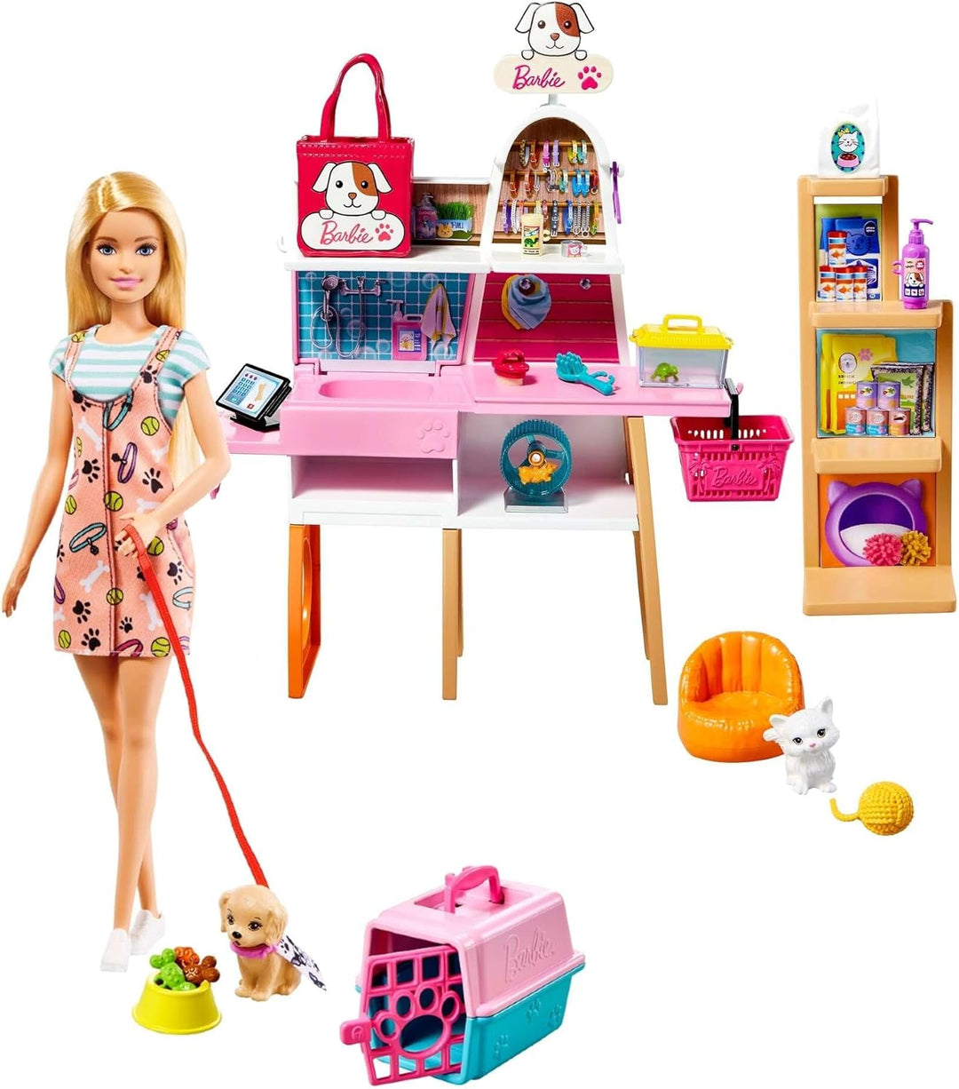 Barbie Tierpflege-Set Puppenfiguren + Zubehör 25 Stück
