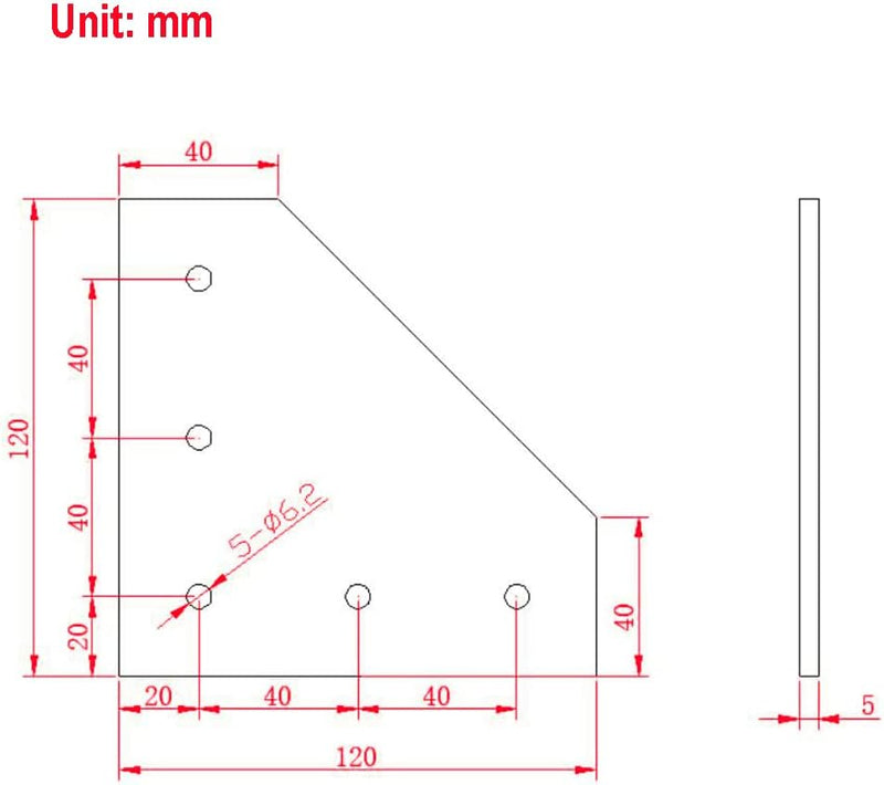 Zeberoxyz 8 STÜCKE Silber L Form Eckhalterplatte mit Schrauben und T-Muttern, 5-Loch 90 Grad Joint B