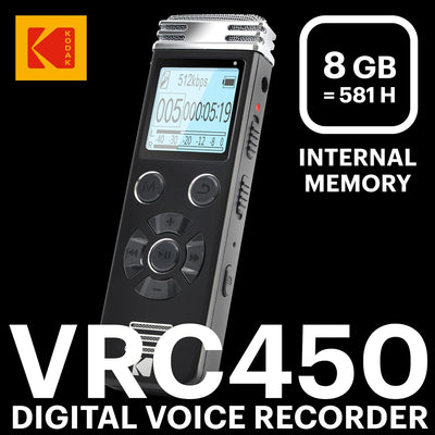 KODAK Hohe Intensität VRC450 digitaler Voice Recorder | Sprachgesteuertes wiederaufladbares Mini Dik
