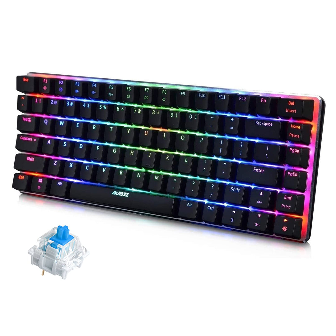 AK33 USB-Kabelgebundene Mechanische Gaming-Tastatur, 80 % Blaue Schalter Keyboard mit 19 RGB-Chroma-