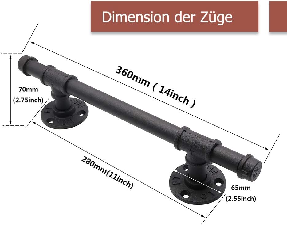 goldenwarm 2 Stück Schmiedeeisen Schiebetür Handgriff Türgriff Scheunentor Griff Ziehgriff Türbeschl