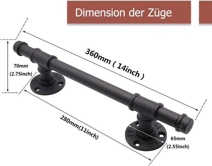 goldenwarm 2 Stück Schmiedeeisen Schiebetür Handgriff Türgriff Scheunentor Griff Ziehgriff Türbeschl