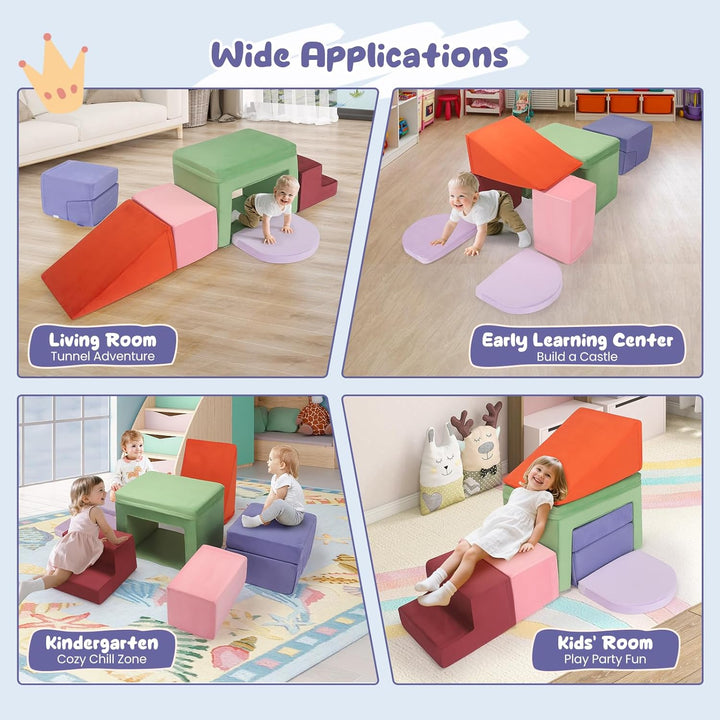 Brolteja Baby-Schaumstoffbausteine, XXL Softplay-Set für Kleinkinder von 1–3 Jahren, Baby-Klettertur