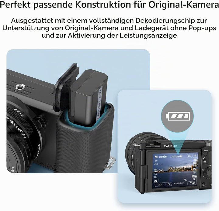 SMALLRIG NP-FW50 Ersatzbatterien (2 Stück) &amp; LCD Display Ladegerät Set, Wiederaufladbarer Akku für S