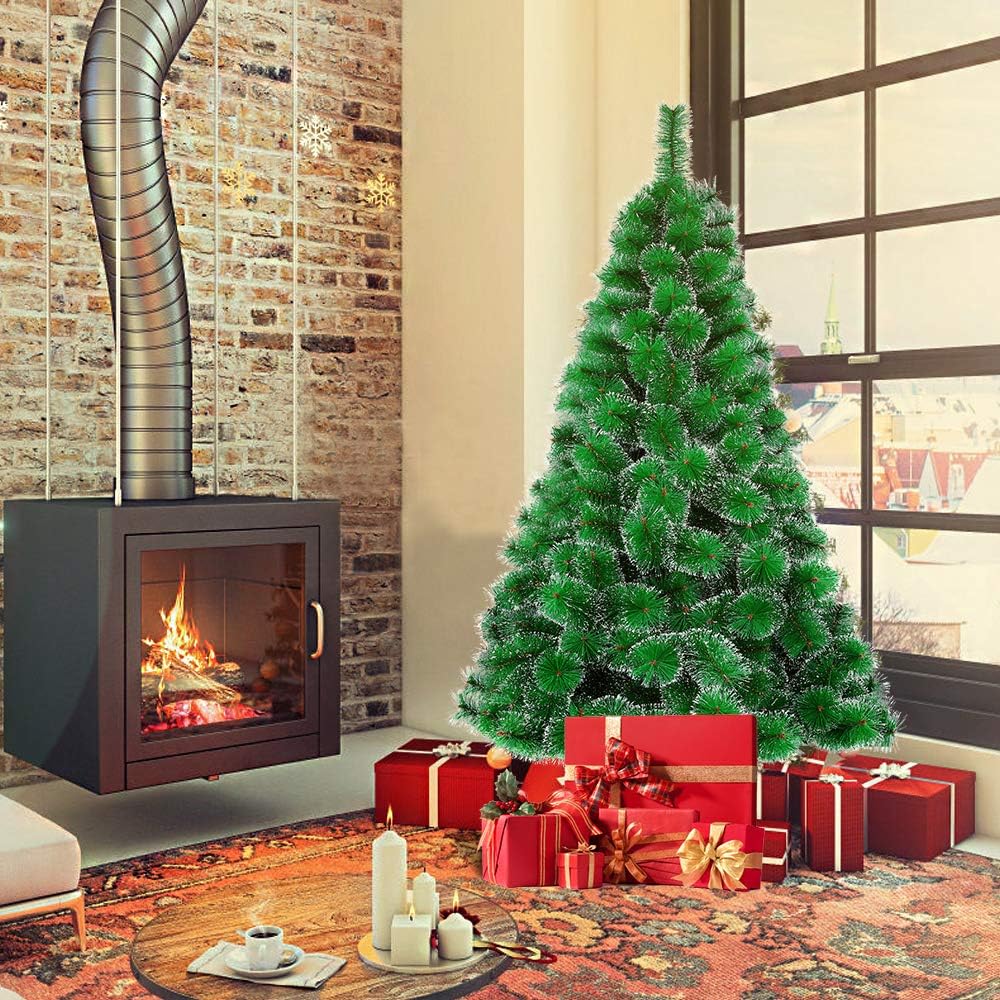 HENGMEI 210cm PVC Weihnachtsbaum Tannenbaum Christbaum Grün künstlicher mit Metallständer ca. 320 Sp