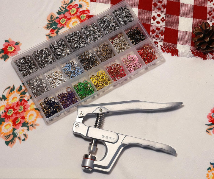 Druckknopf Set mit Zange, Φ9.5mm Jersey Druckknöpfe Metall Nähzubehör Buttons Knöpfe zum Annähen Wer