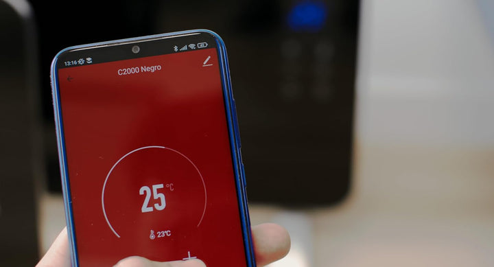 EVVO C Glas-Konvektor, WLAN, 2.000 W, Touchscreen, Fernbedienung, Timer, Fusshalterung, Überhitzungs